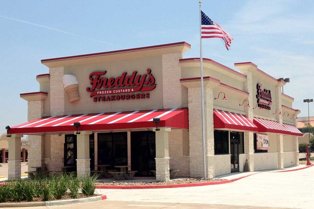 Exterior picture of a Freddy’s Frozen Custard & Steakburgers restaurant