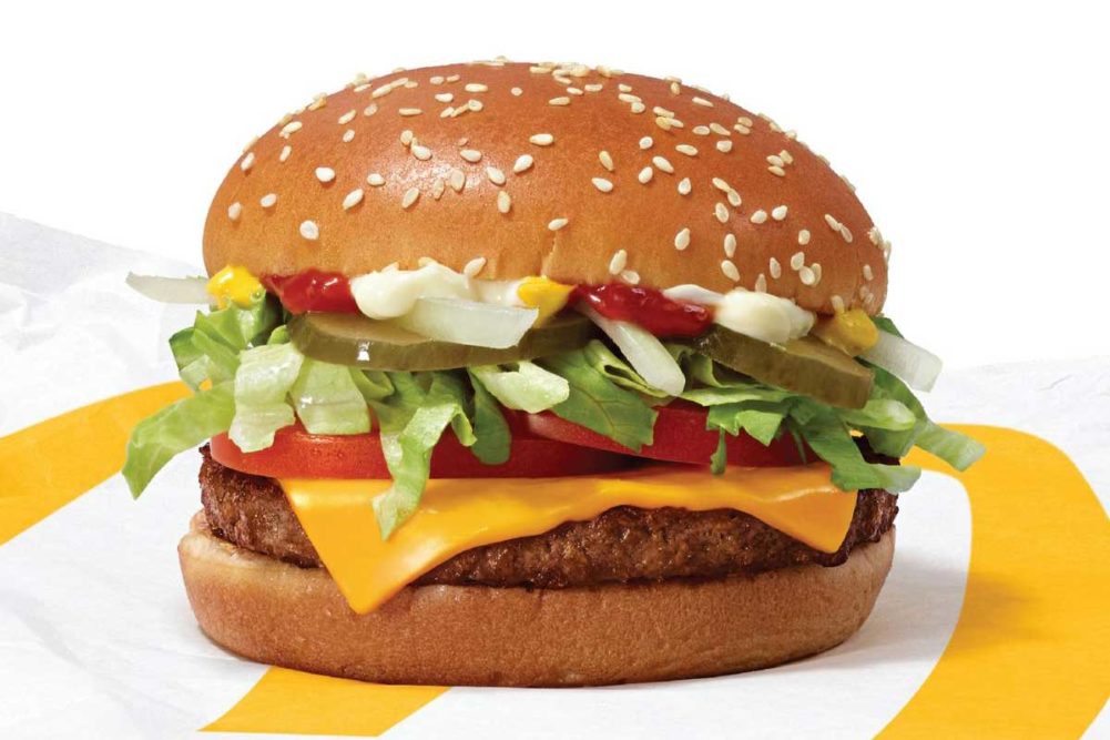McDonald's plant-based McPlant Burger with Beyond Meat patty, lettuce, tomatoes, cheese and mayonnaise