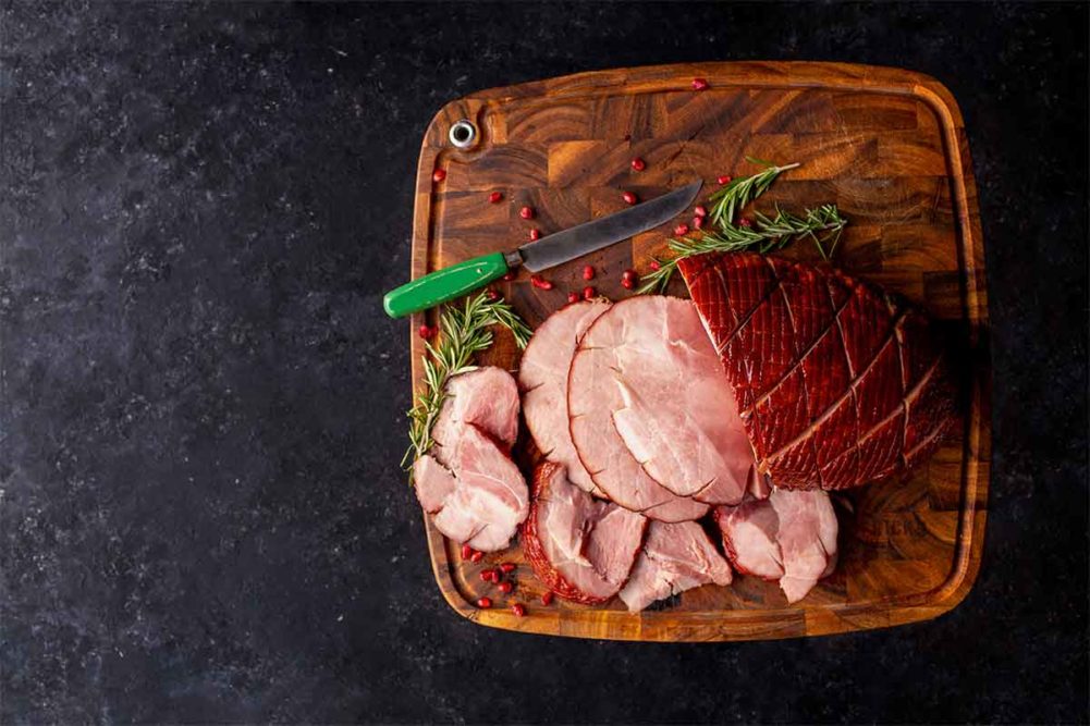 Frick's whole boneless ham on a cutting board