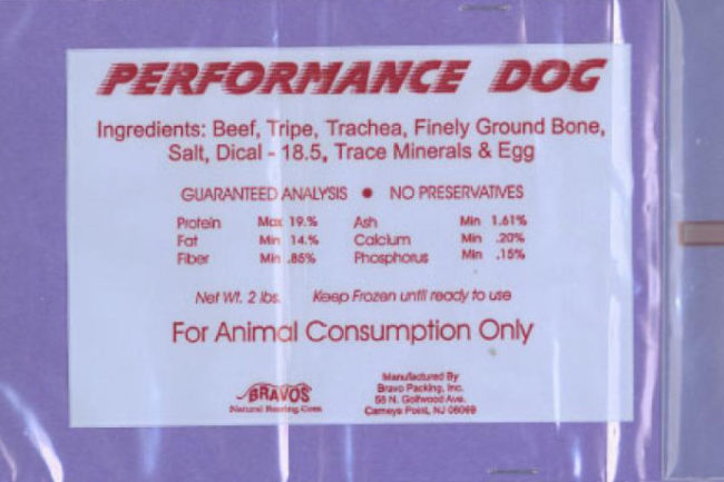 Product label, Bravo Performance Dog smaller.jpg