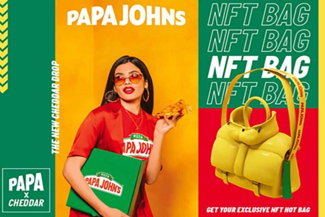 Photo of Papa Johns Papa X Cheddar NFT and real-world designer hot bags