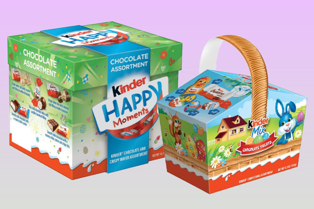 Boxes of Kinder chocolate products
