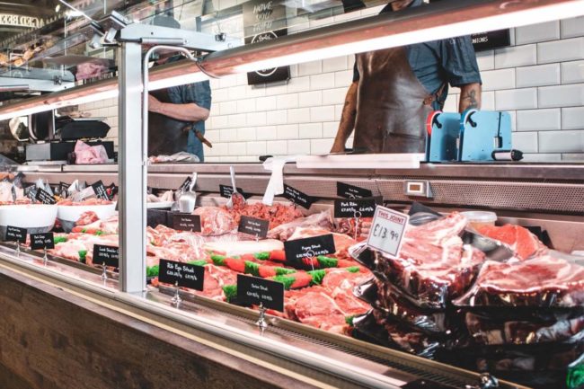 meat retail glass counter display