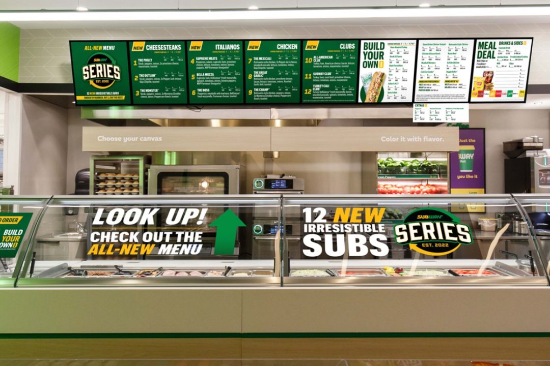Subway store counter and menu