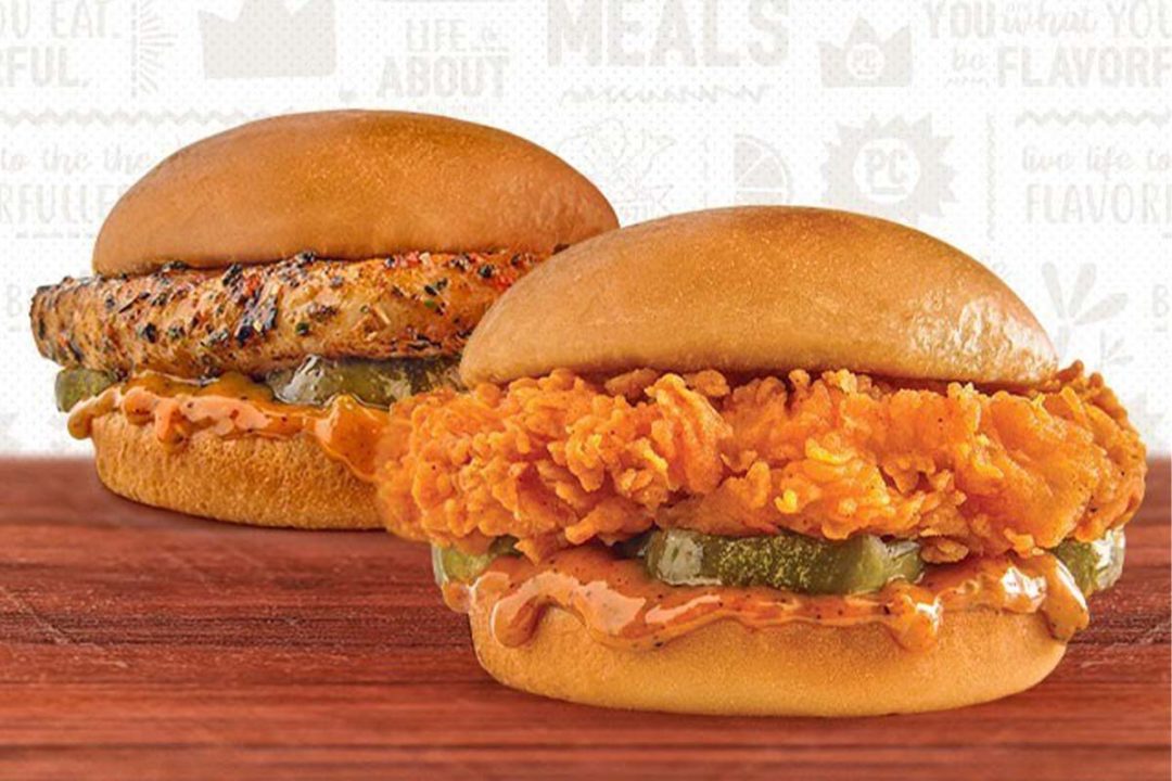 Pollo Campero Spicy Chicken Sandwiches, grilled and fried