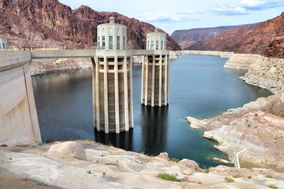 Historically low levels of water at Lake Mead