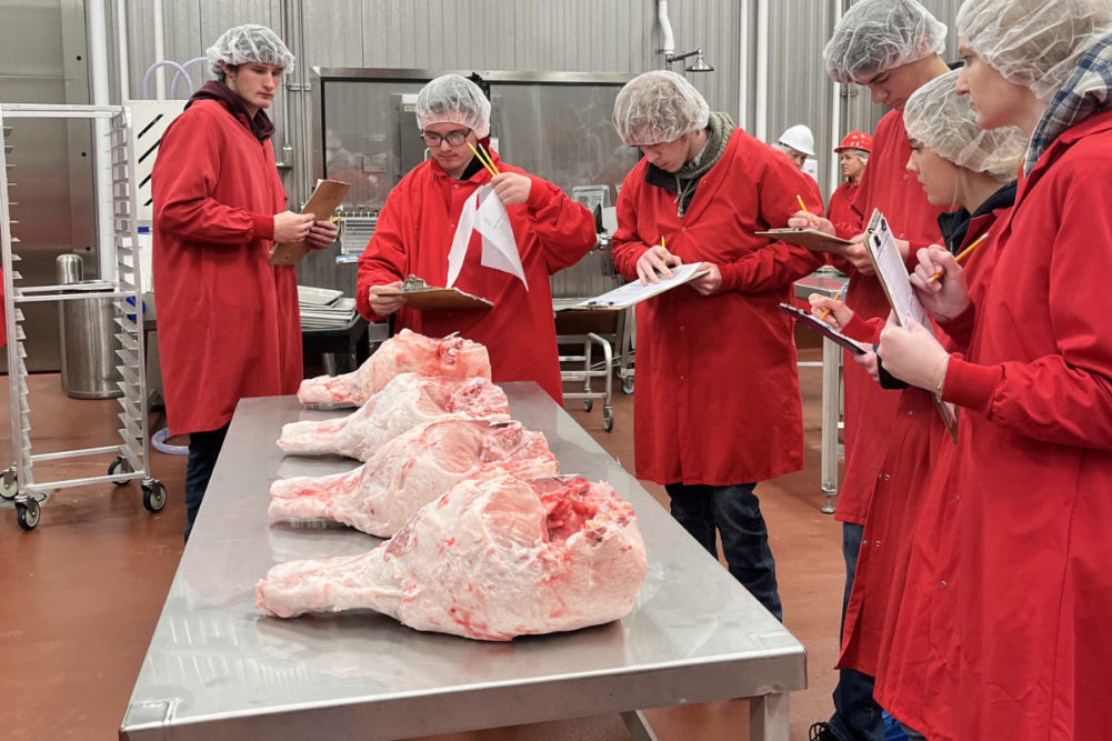 UWRF students learning meat science curriculum