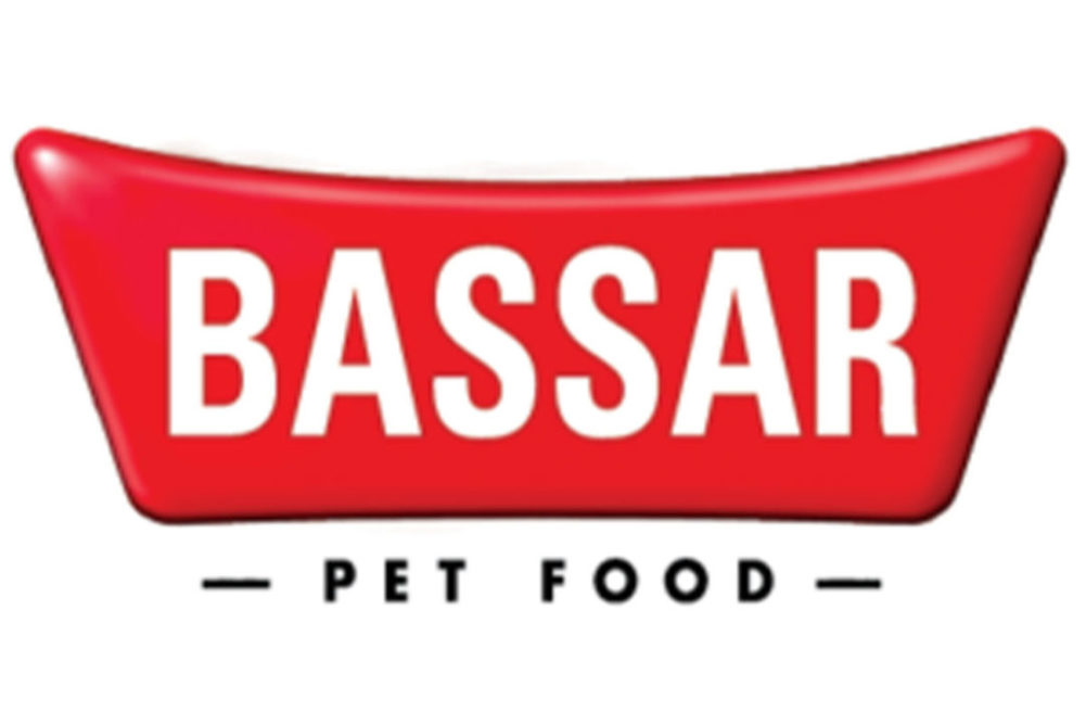 Red and white logo of Bassar Pet Food