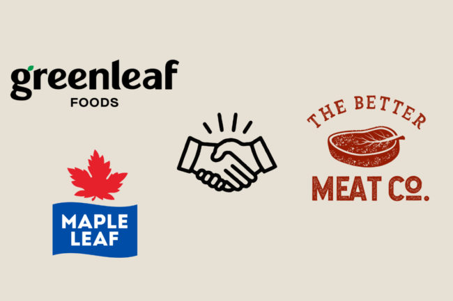 The Better Meat Co., Greenleaf, and Maple Leaf logos
