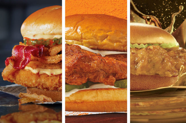 Chicken sandwiches from Checker’s & Rally’s, Popeyes and Wingstop Restaurants, Inc.