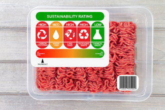 Sustainability rating on beef package