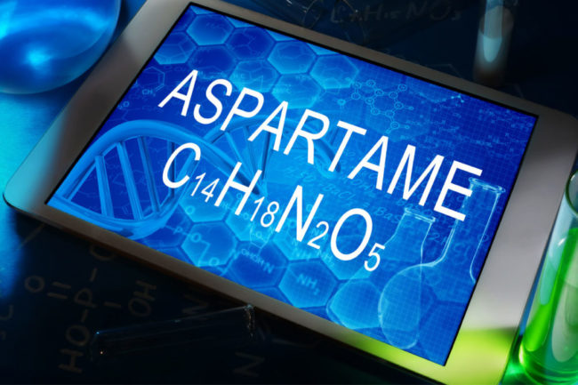 The word aspartame on a computer screen