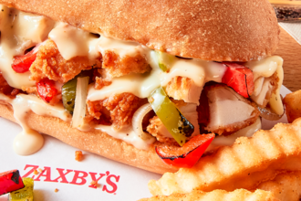 Zaxby's Philly sandwich with fried chicken