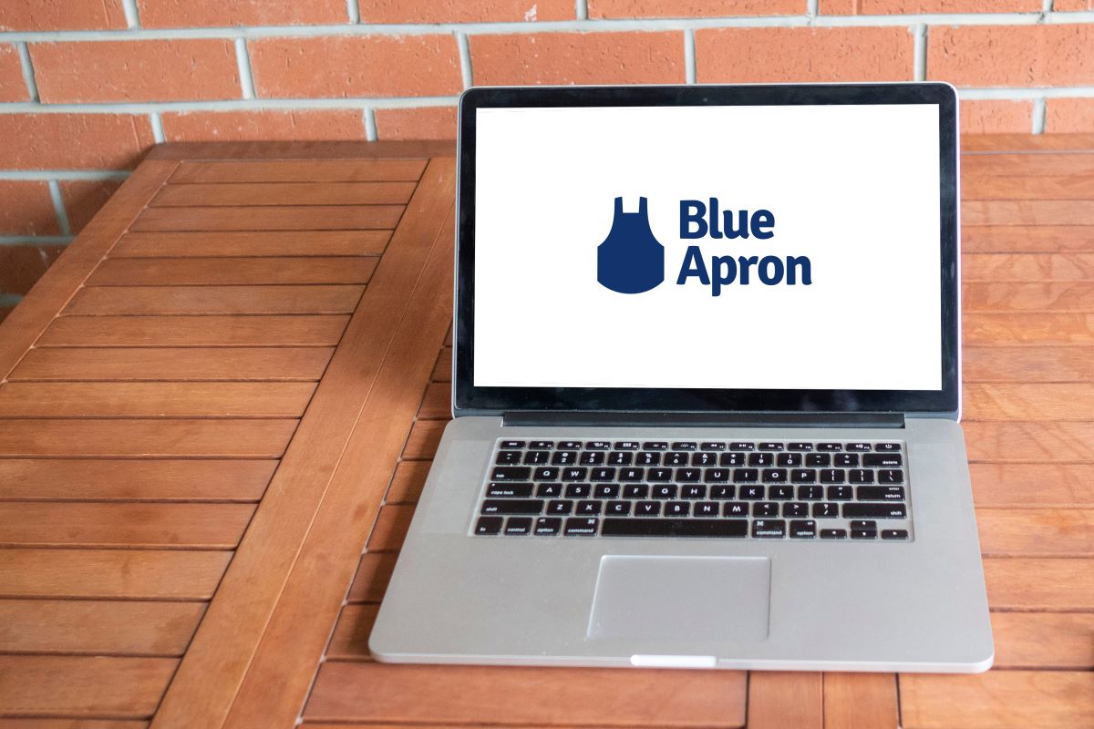Blue Apron logo on laptop
