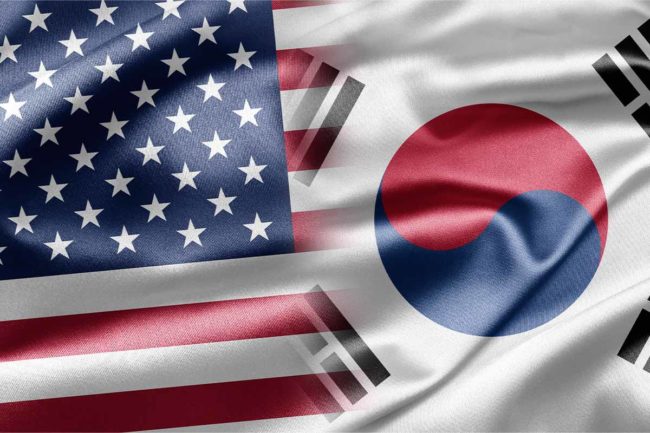 US and South Korea flag