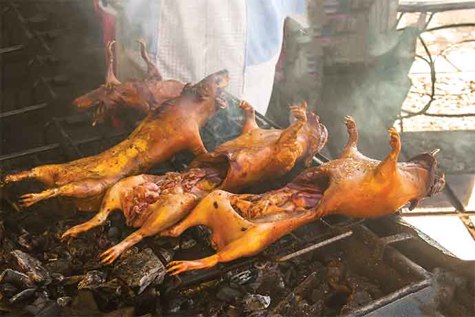 Guinea pig, or cuy, cost more than other offerings as Peruvians consider it a premium meat, high in protein and low in cholesterol.