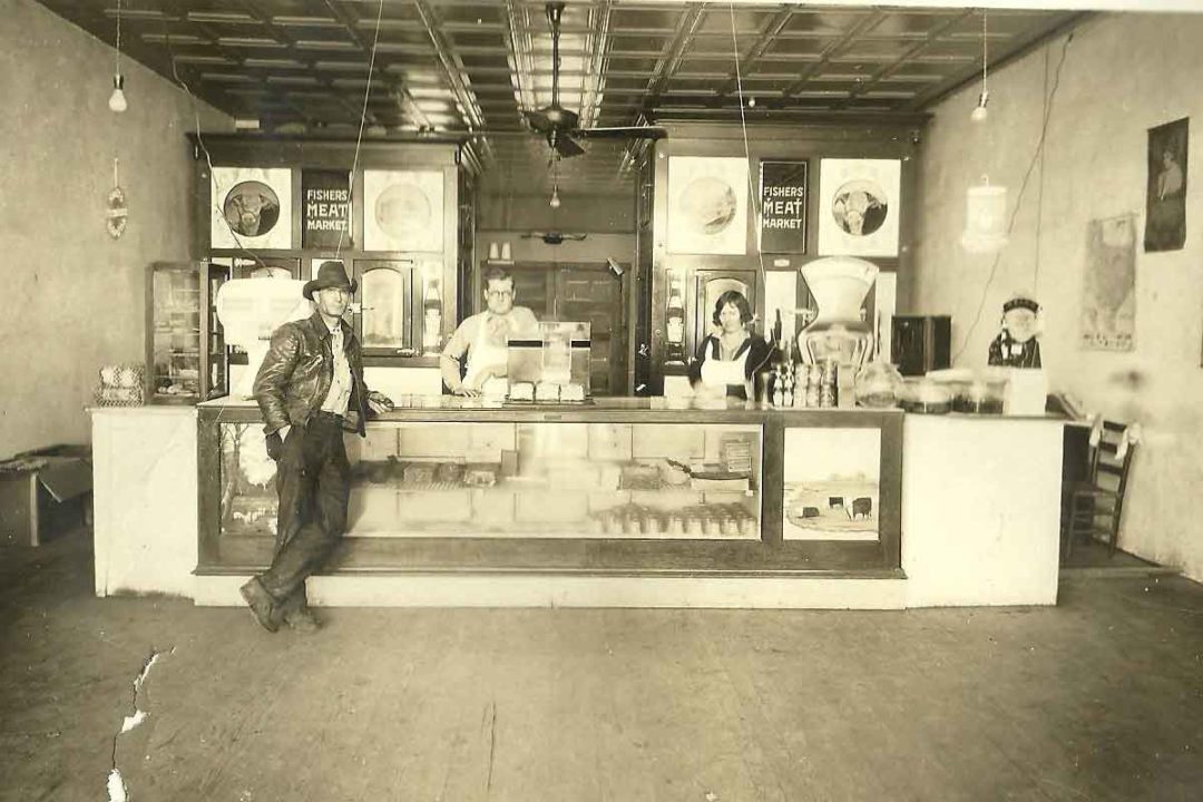 Albert Andress, Joe Fisher and Gerlie Fisher at the original shop in 1932.