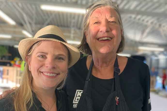 KCBS co-founder Carolyn Wells (right) was happy to pass the torch to Emily Detwiler in 2019