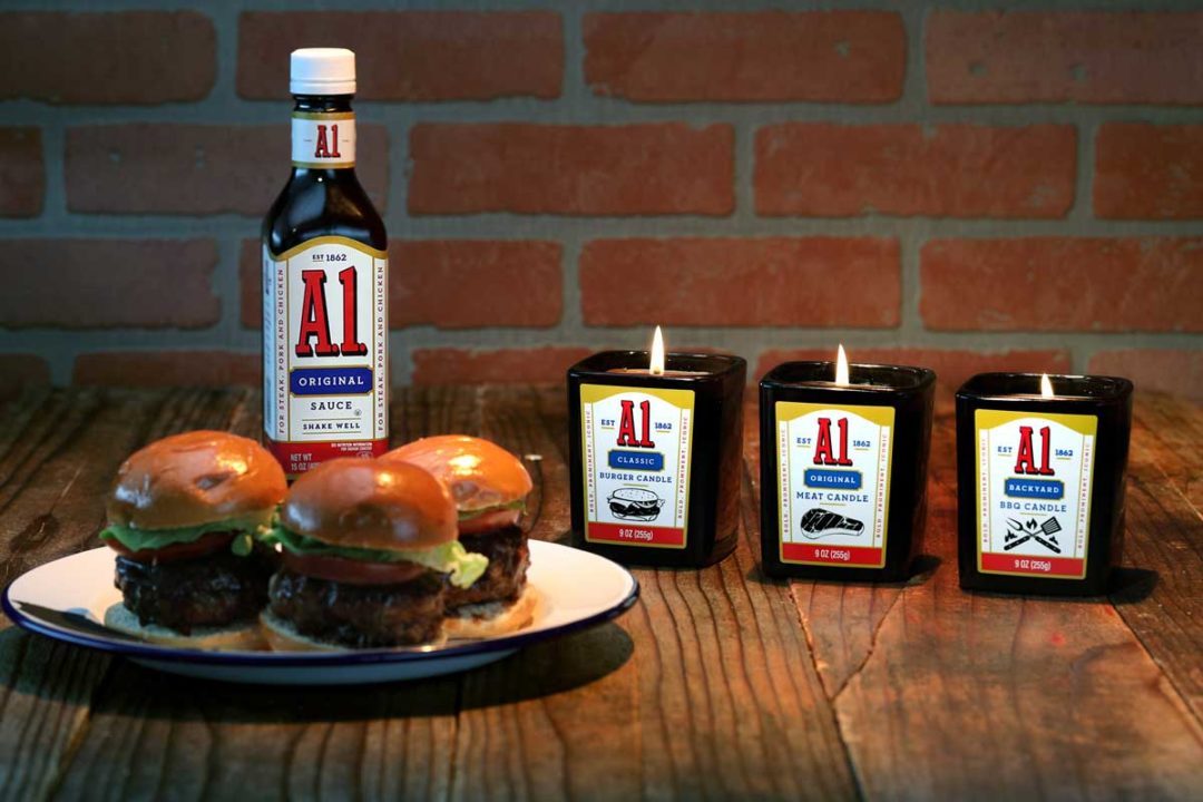 A.1., the company known for its grilling sauce, unveiled its A.1. Meat Scented Candles.