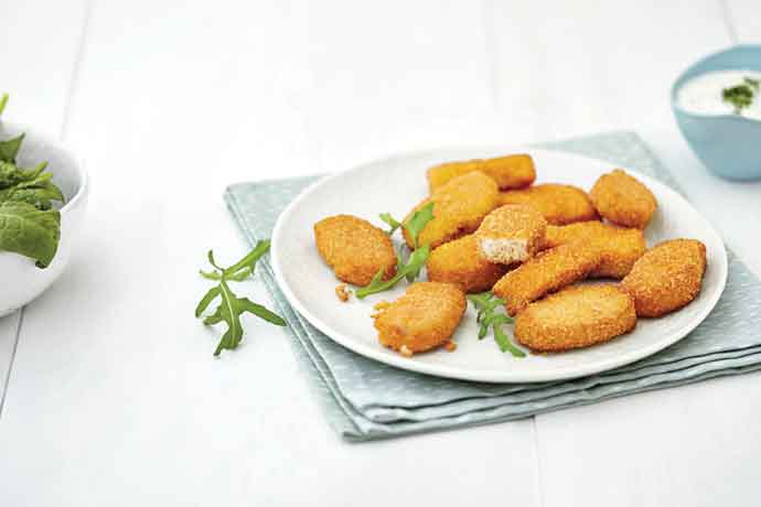 a plate of vegan chicken nuggets