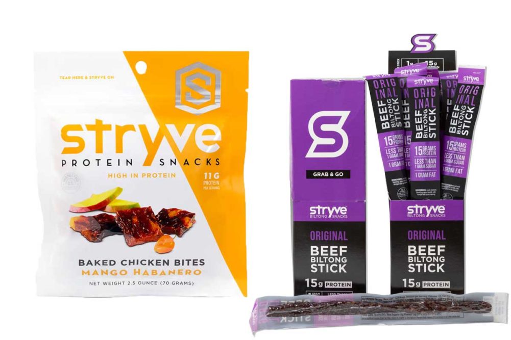 Stryve Foods makes chicken, turkey, beef and biltong bites and sticks.